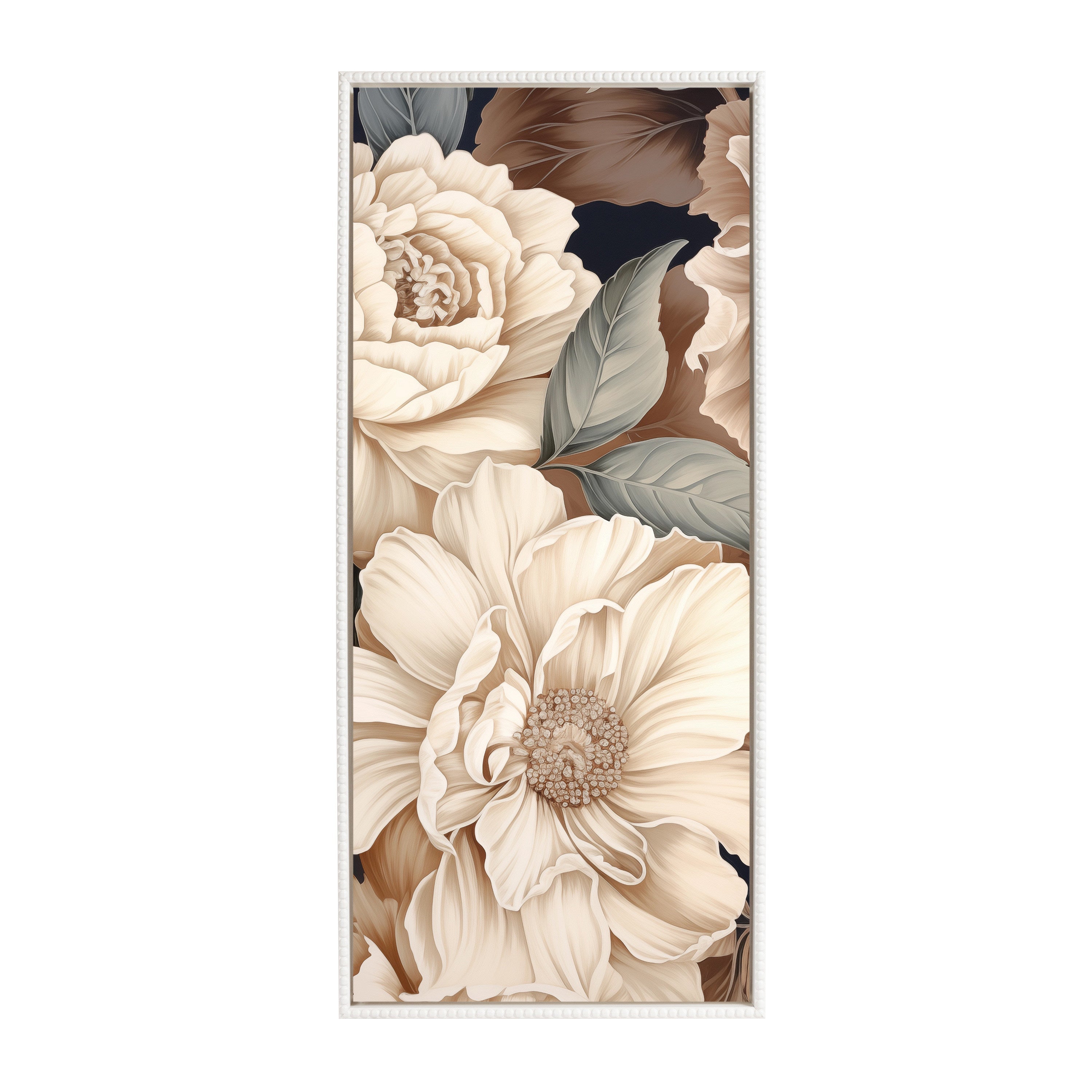 Sylvie Beaded Retro Glam Floral Framed Canvas by The Creative Bunch Studio