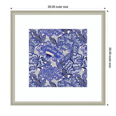 Framed Art Painted Flowers Blue by Carrie Cantwell