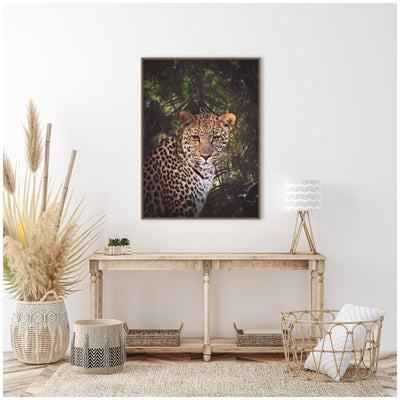 Sylvie Moody Leopard In The Rainforest Color Framed Canvas by Simon Te of Tai Prints