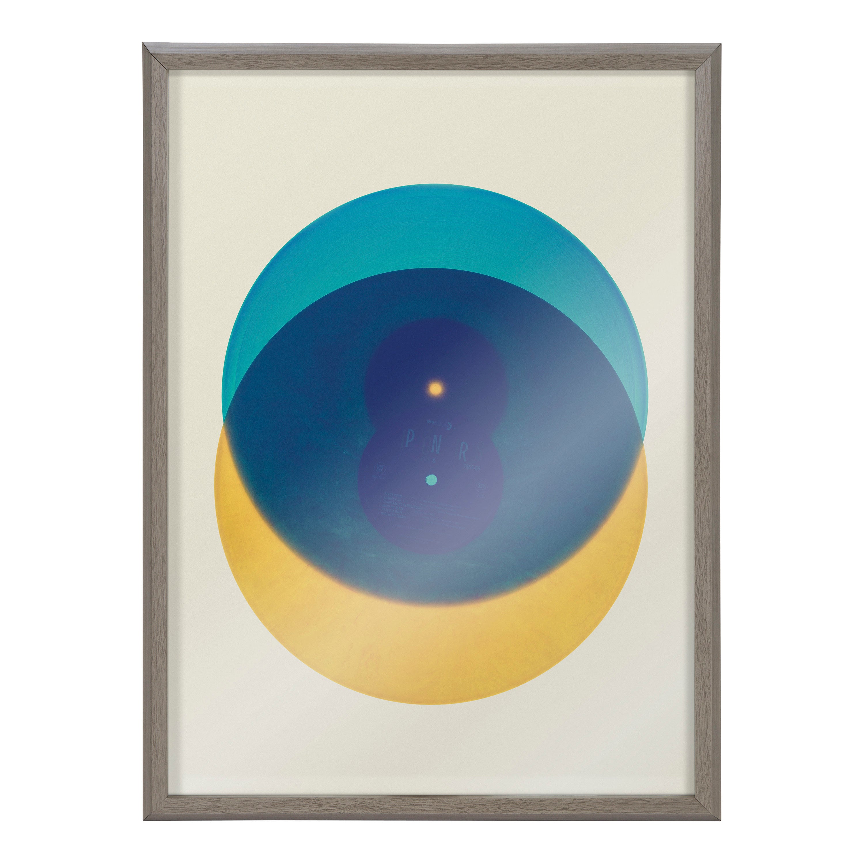 Blake Colorful Records Blue Yellow Framed Printed Glass by kateandlaurel - product image 2 for Resin Society