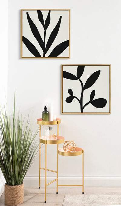 Sylvie Modern Botanical Neutral Abstract 2 Framed Canvas