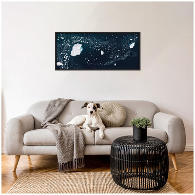 Sylvie Blue and White Iceberg Pattern in Greenland Framed Canvas by Michael Schauer