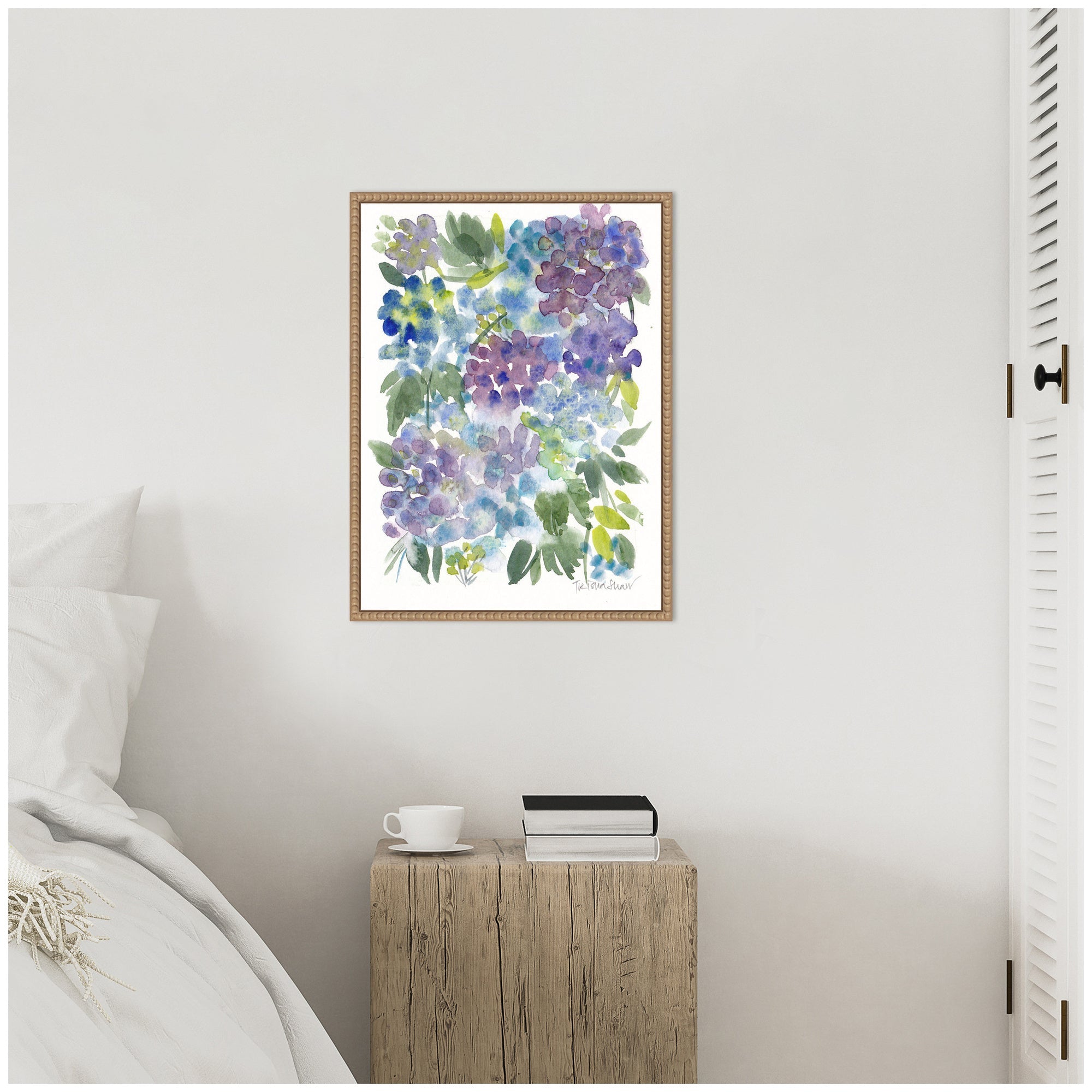 Sylvie Watercolor Purple Hydrafloral Framed Canvas by Patricia Shaw