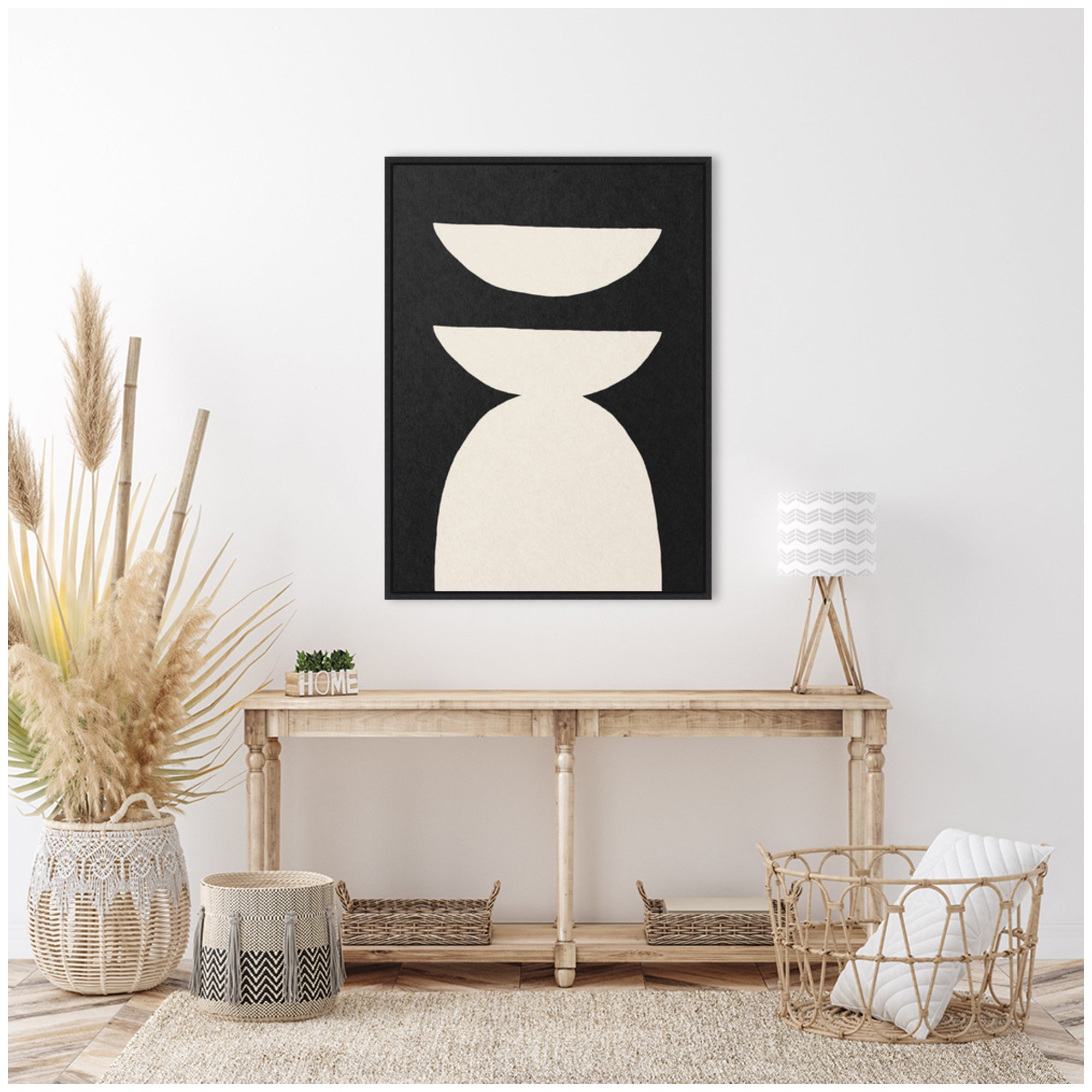 Sylvie White Geometric Abstract Framed Canvas by July Art Prints