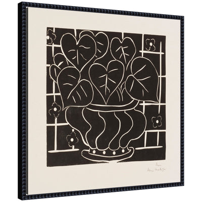 Framed canvas wall art print titled Corbeille de begonias 1938 Henri Matisse by Nostalgia Prints, showing floral design in beaded black frame