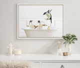 Sylvie Penguins In Bubble Bath Neutral Style Framed Canvas by kateandlaurel - product image 10 for Resin Society
