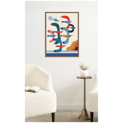 Seagulls Coastal Vibes by Rachel Lee Framed Canvas Wall Art Print
