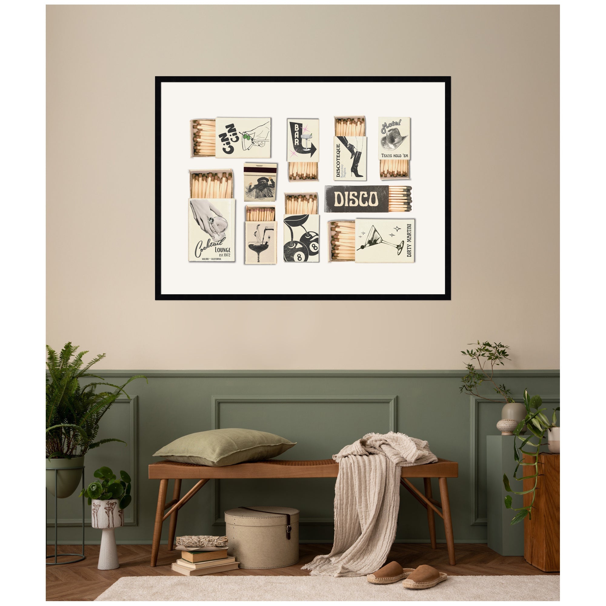 Vintage Matchboxes Neutral Black and Beige by Honey Island Studio Framed Wall Art Print