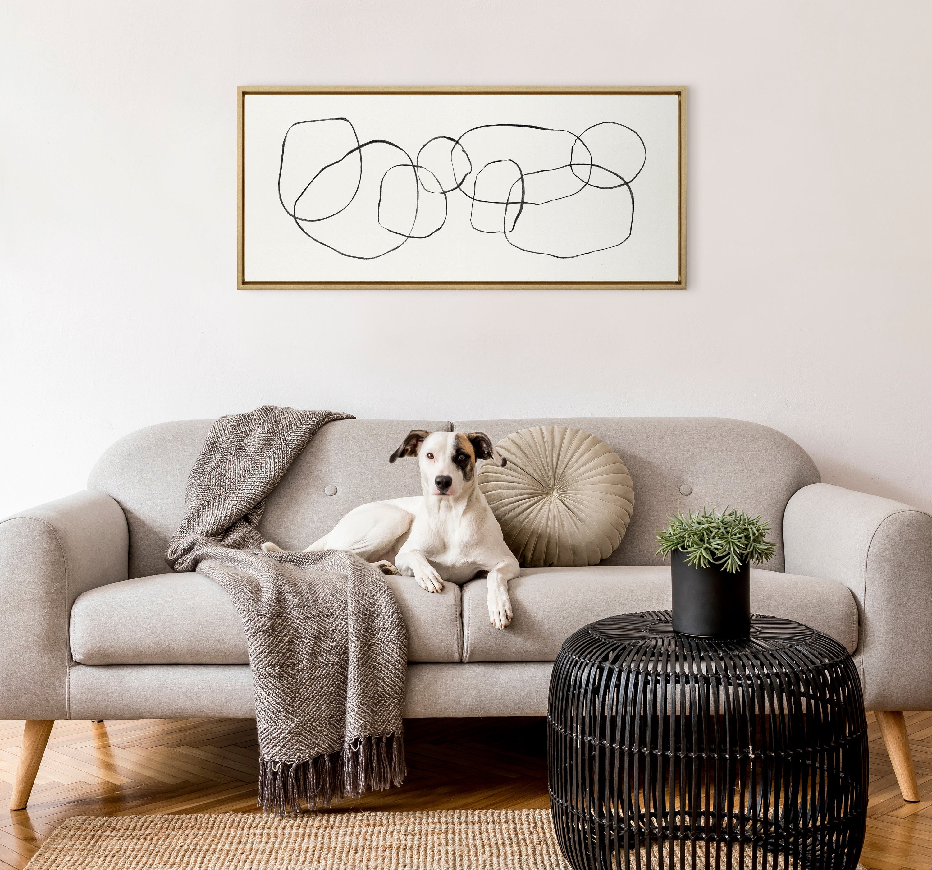 Sylvie Dancing Circles Framed Canvas