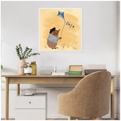 Sylvie French Hedgehog Framed Canvas by Carrie Cantwell