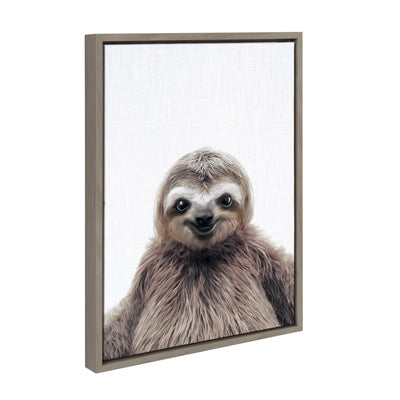 Sylvie Sloth Color Framed Canvas by Simon Te of Tai Prints