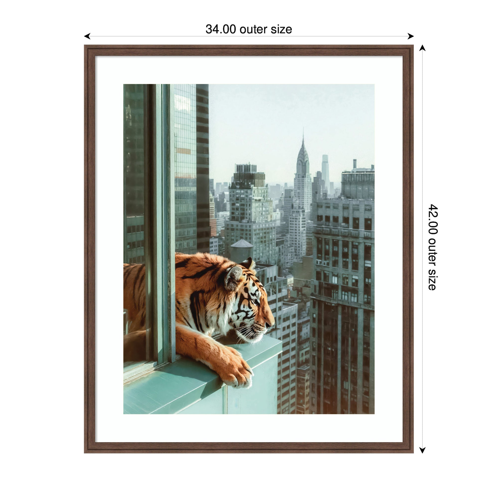 Framed Art Urban Tiger Overlooking Manhattan by Michael Schauer