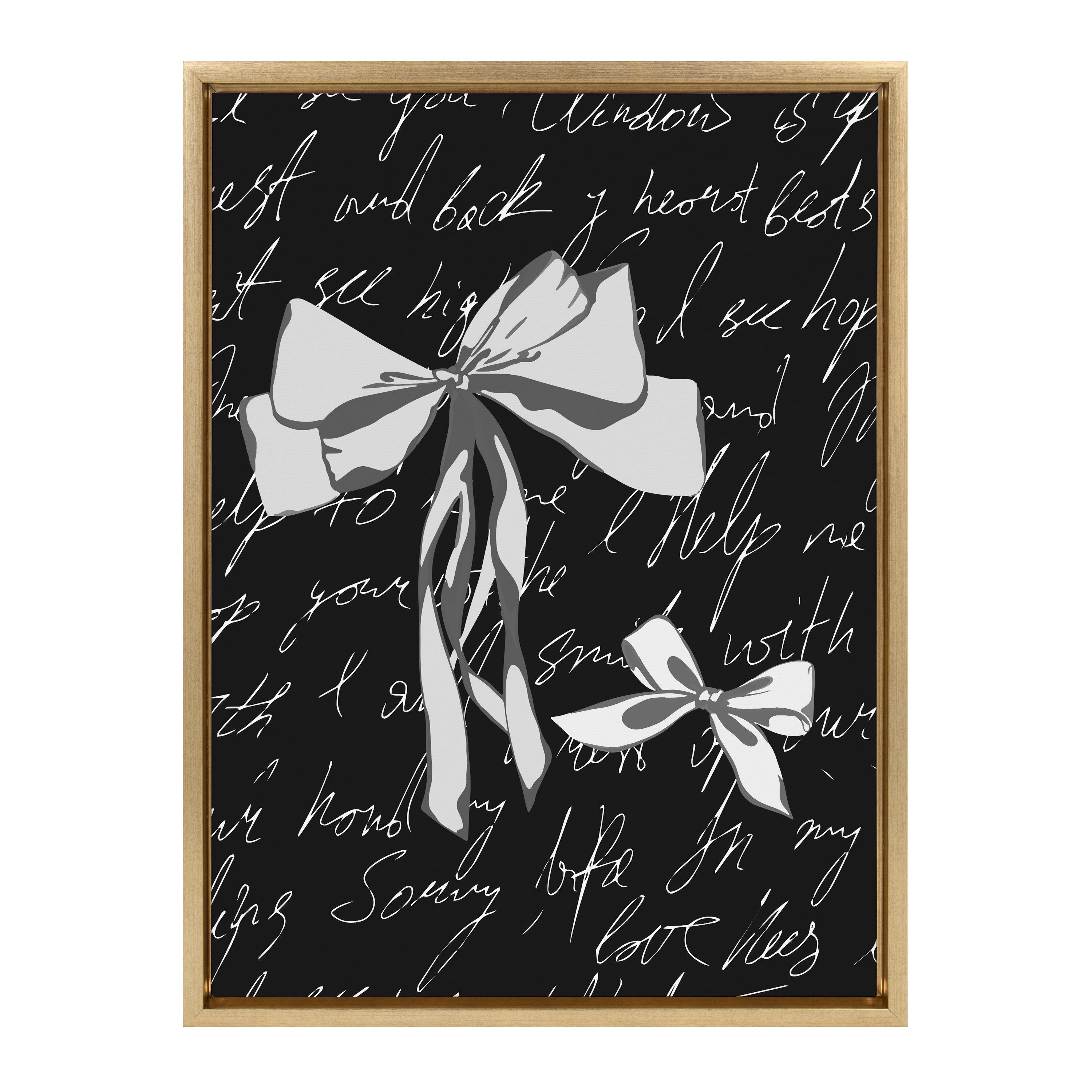 Sylvie Black White Bow Framed Canvas by Honey Island Studio