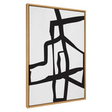 Sylvie Bold Sophisticated Abstract Black Stroke Framed Canvas by kateandlaurel - main product image for Resin Society