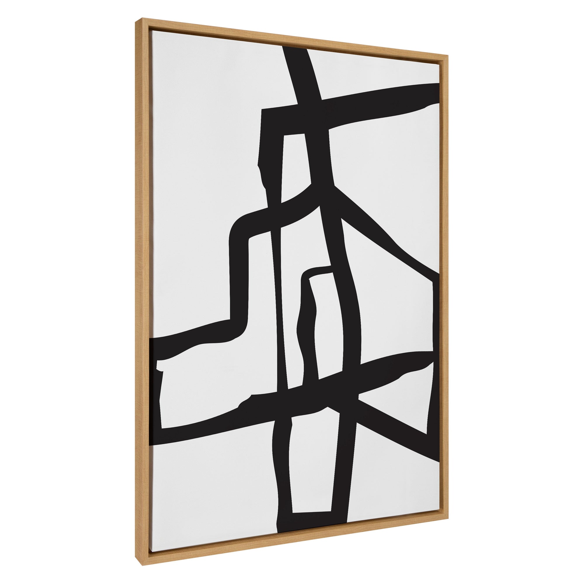 Sylvie Bold Sophisticated Abstract Black Stroke Framed Canvas by kateandlaurel - main product image for Resin Society