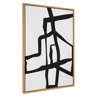 Sylvie Bold Sophisticated Abstract Black Stroke Framed Canvas by kateandlaurel - main product image for Resin Society