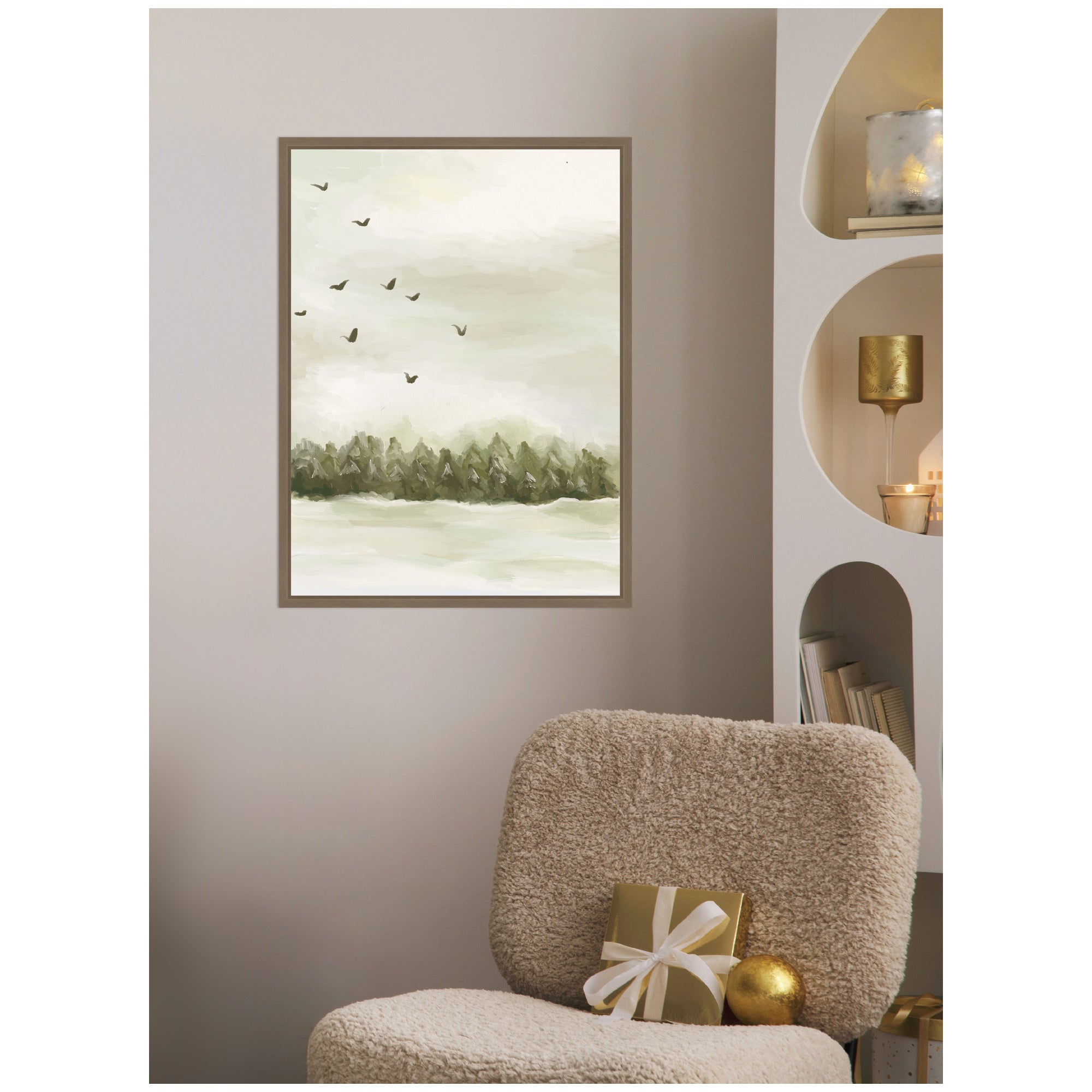 Sylvie Framed Canvas Winter Landscape 1 Vertical by Annie Quigley
