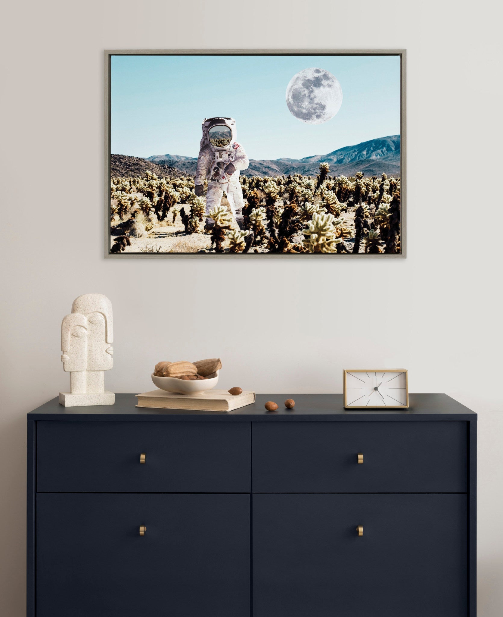 Sylvie Astronaut Planet Desert Moon Framed Canvas by July Art Prints