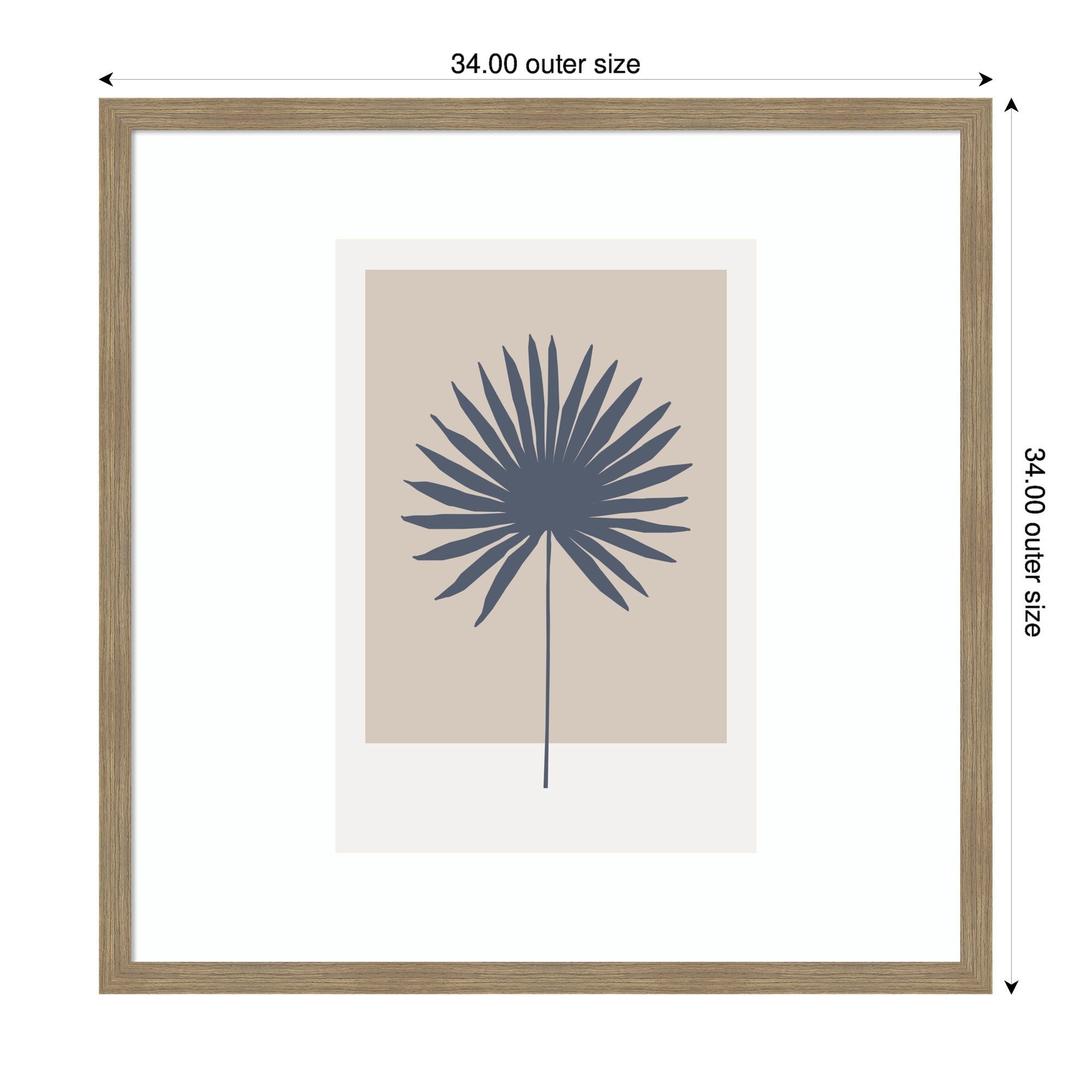 Muted Tan and Blue Colorblock Botanical Palm by The Creative Bunch Studio Framed Wall Art Print
