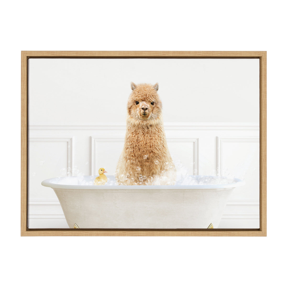 Sylvie Alpaca In Bubble Bath Neutral Style Framed Canvas by kateandlaurel - product image 2 for Resin Society