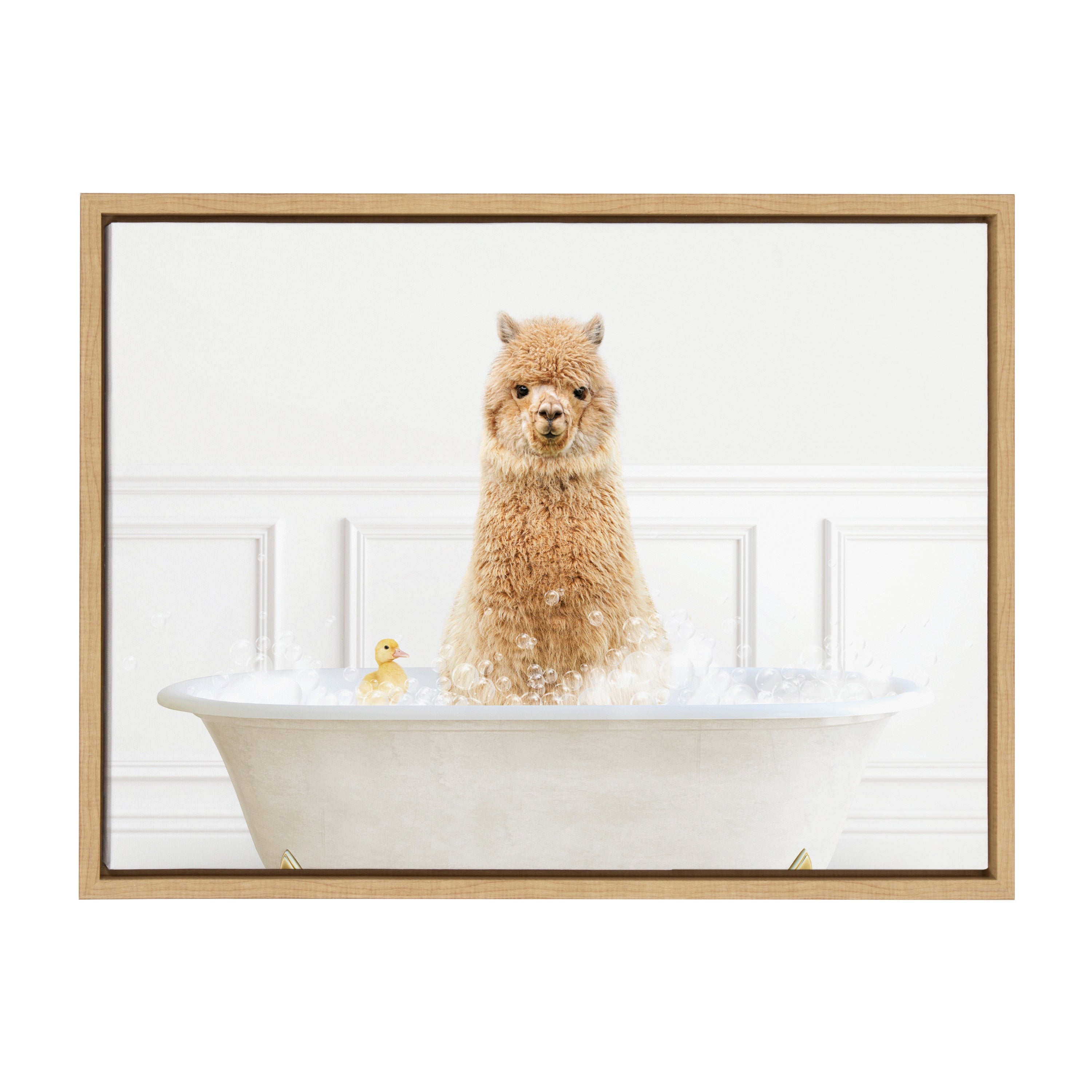 Sylvie Alpaca In Bubble Bath Neutral Style Framed Canvas by kateandlaurel - product image 2 for Resin Society