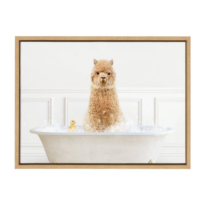 Sylvie Alpaca In Bubble Bath Neutral Style Framed Canvas by kateandlaurel - product image 2 for Resin Society