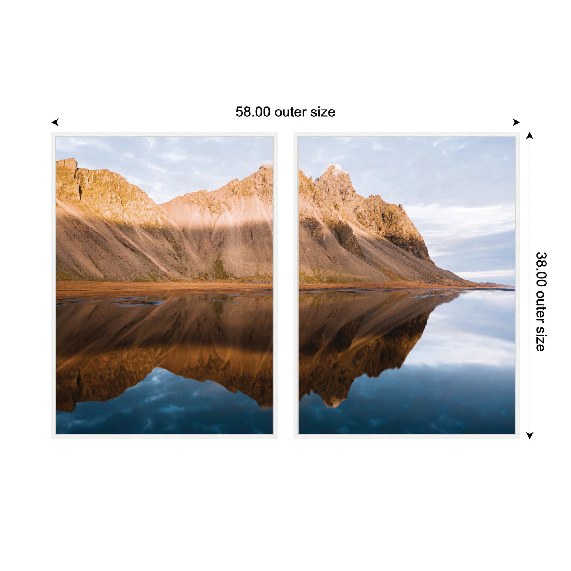 Sylvie Mountain Reflection in Iceland During Sunset Framed Canvas Art Set by Michael Schauer