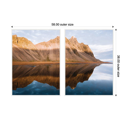 Sylvie Mountain Reflection in Iceland During Sunset Framed Canvas Art Set by Michael Schauer