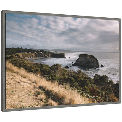 Sylvie Rugged Coastal Landscape framed canvas art with coastal rock and sea scene