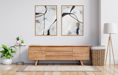 Sylvie Beaded In the Quiet of Thought 1 and 2 Framed Canvas Art Set by Nikita Jariwala