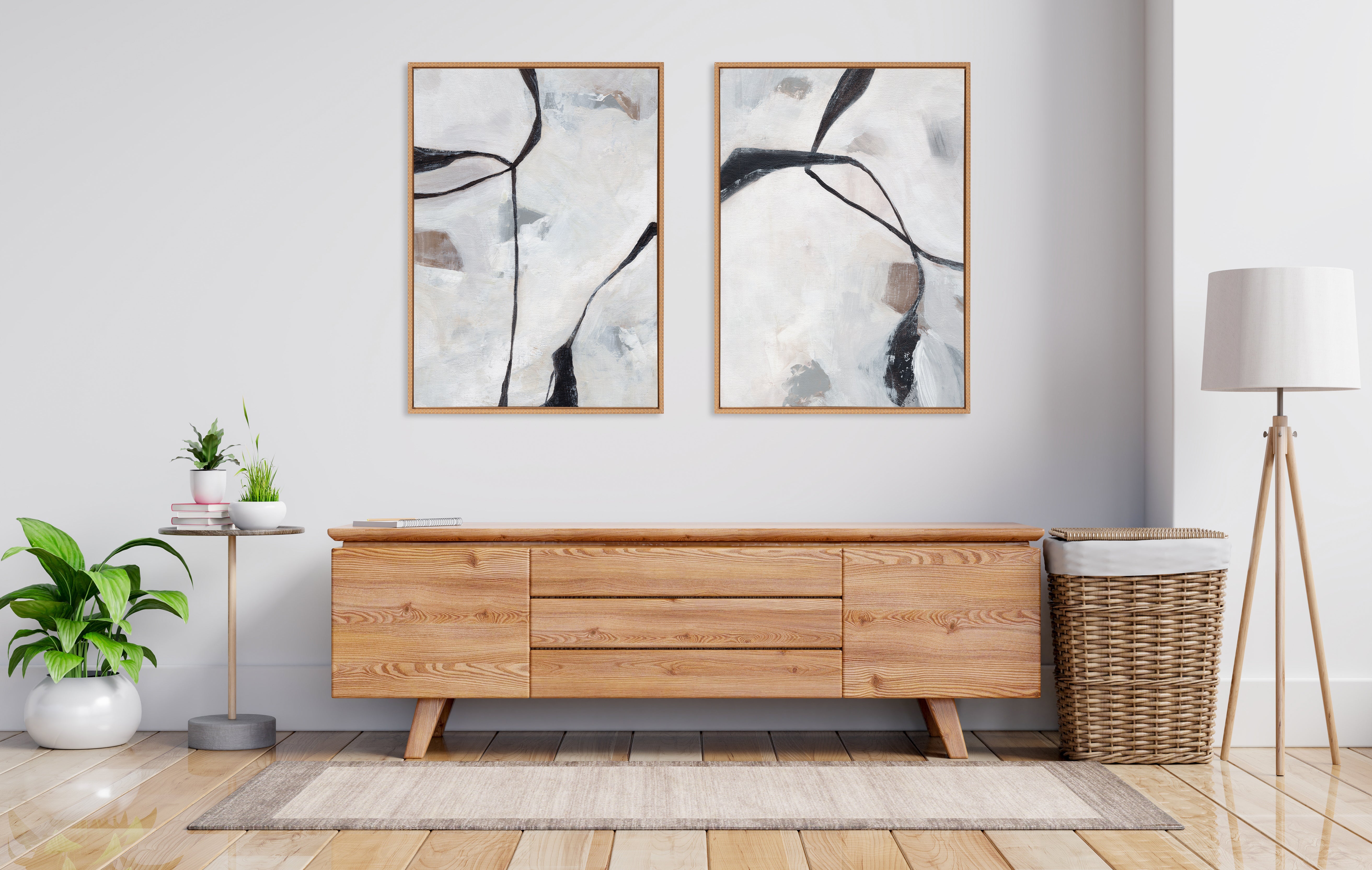 Sylvie Beaded In the Quiet of Thought 1 and 2 Framed Canvas Art Set by Nikita Jariwala