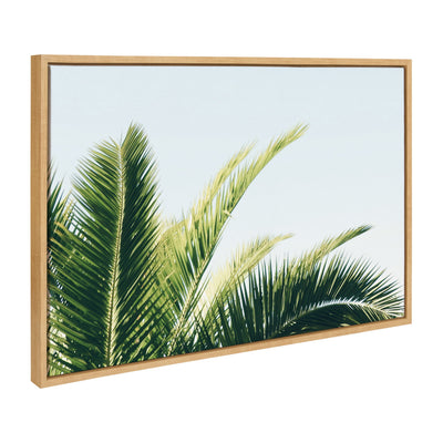 Sylvie Tropical Palm Under Blue Sky Framed Canvas