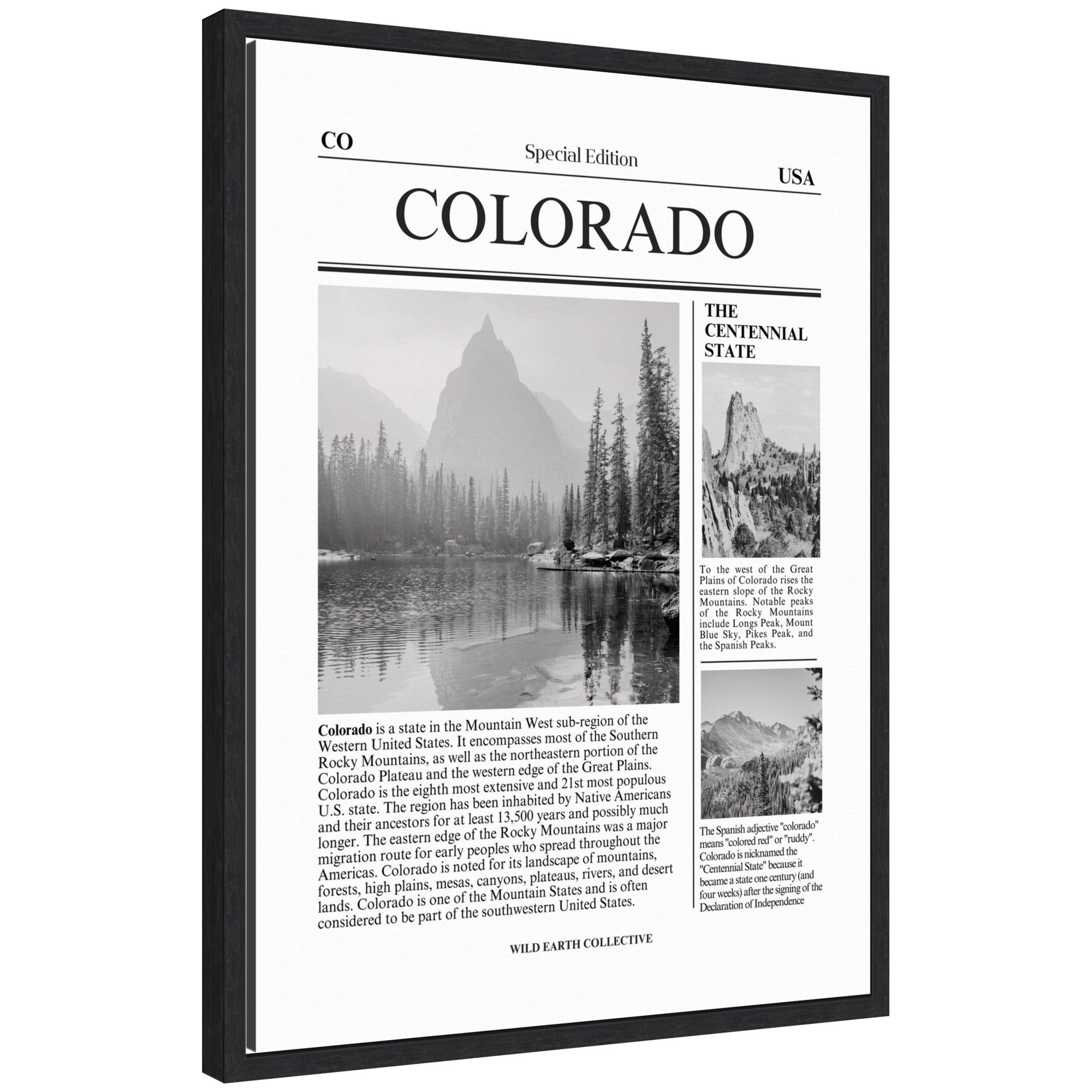 Colorado Article by Megan Ryan framed canvas wall art print in a black Sylvie frame