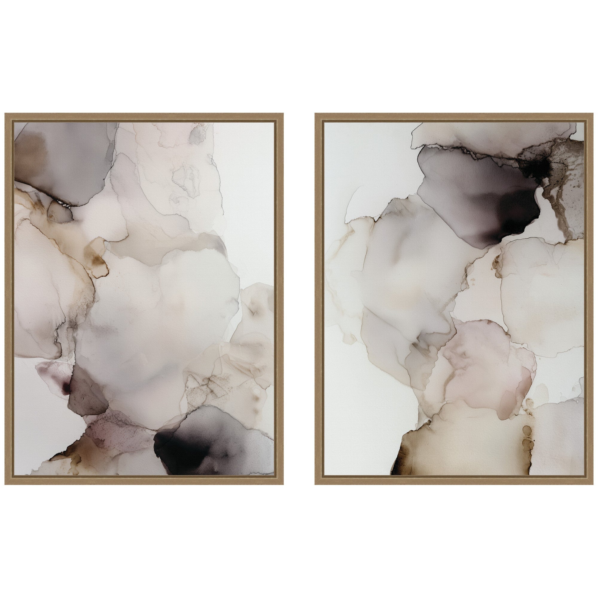 Smoke No.
1 & No.
2 framed canvas wall art set by Amy Lighthall, displayed in a modern living space.