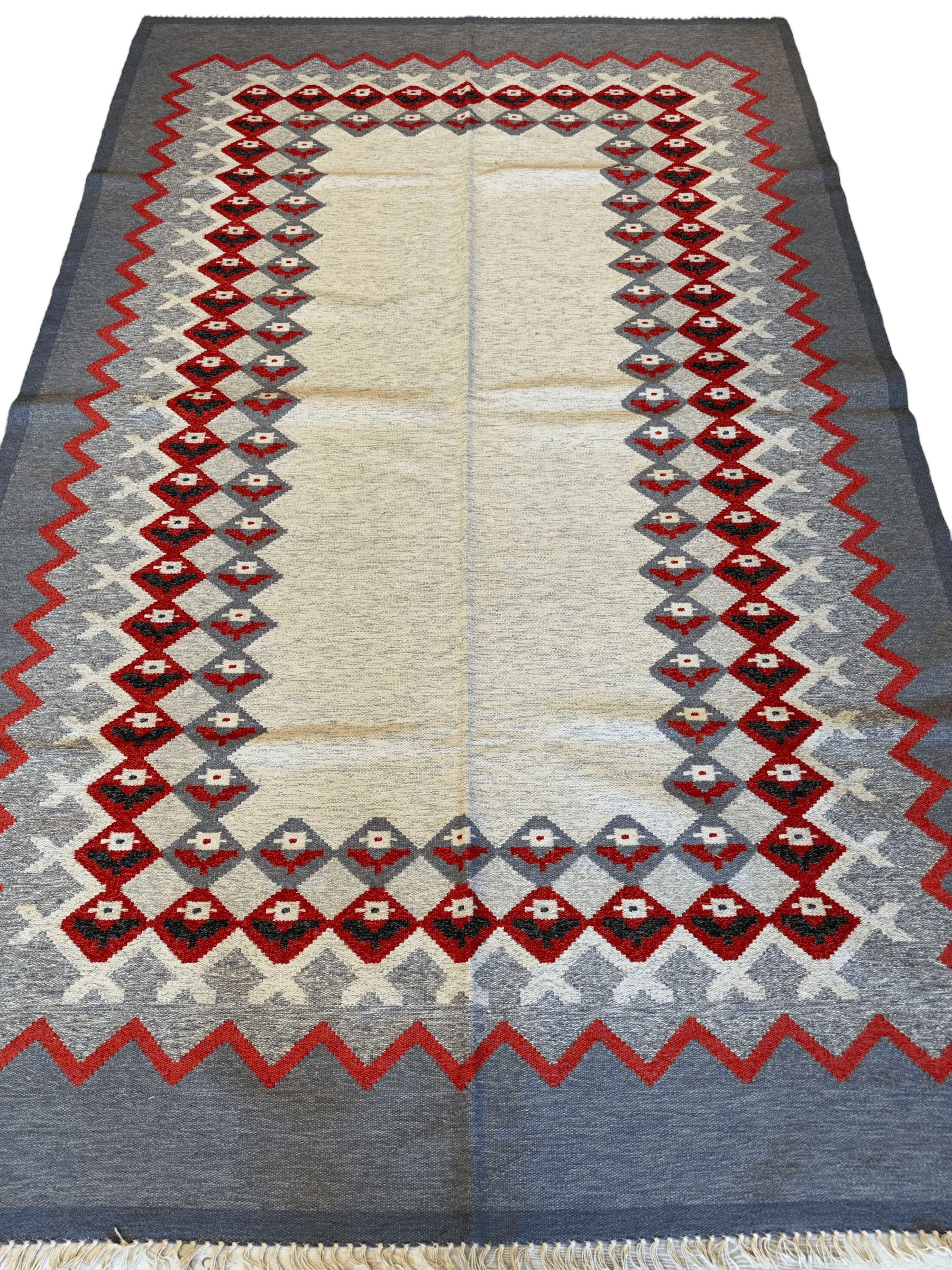 Eastern European Diamond Patterned Kilim Rug 6’4” x 9’1” by Rugistan - product image 2 for Resin Society