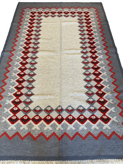 Eastern European Diamond Patterned Kilim Rug 6’4” x 9’1” by Rugistan - product image 2 for Resin Society