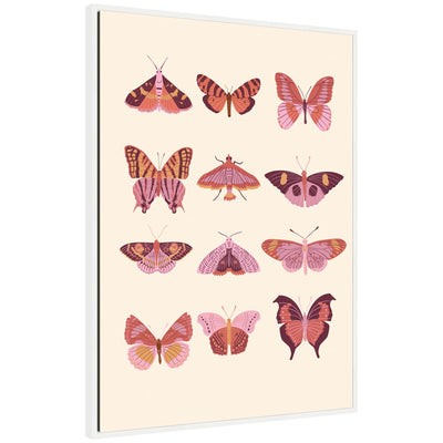 Sylvie Vintage Retro Boho Butterflies framed canvas by Honey Island Studio