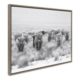 Sylvie Herd of Highland Cows Black and White Framed Canvas by The