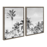 Sylvie Coastal Coconut Palm Tree Beach BW Framed Canvas Set by The