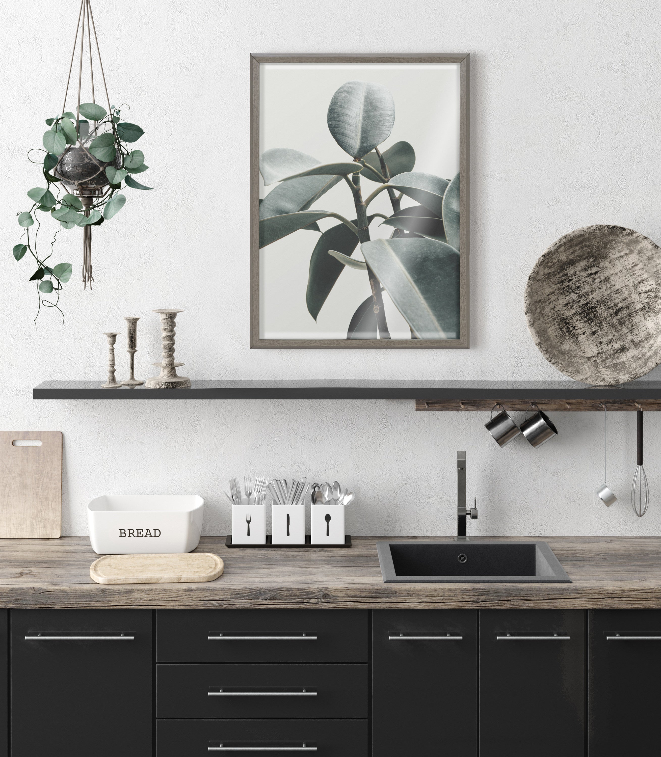 Blake Plant Mom Green Houseplant Framed Printed Glass by kateandlaurel - product image 7 for Resin Society
