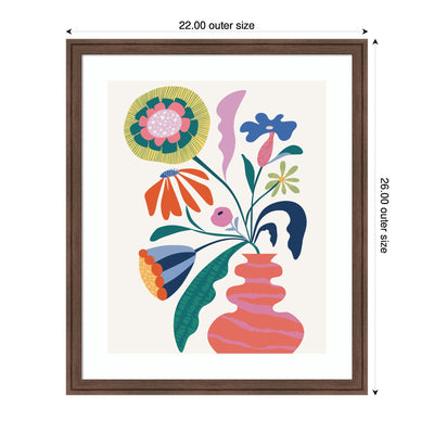 Framed Art Retro Whimsical Floral vase by Rachel Lee