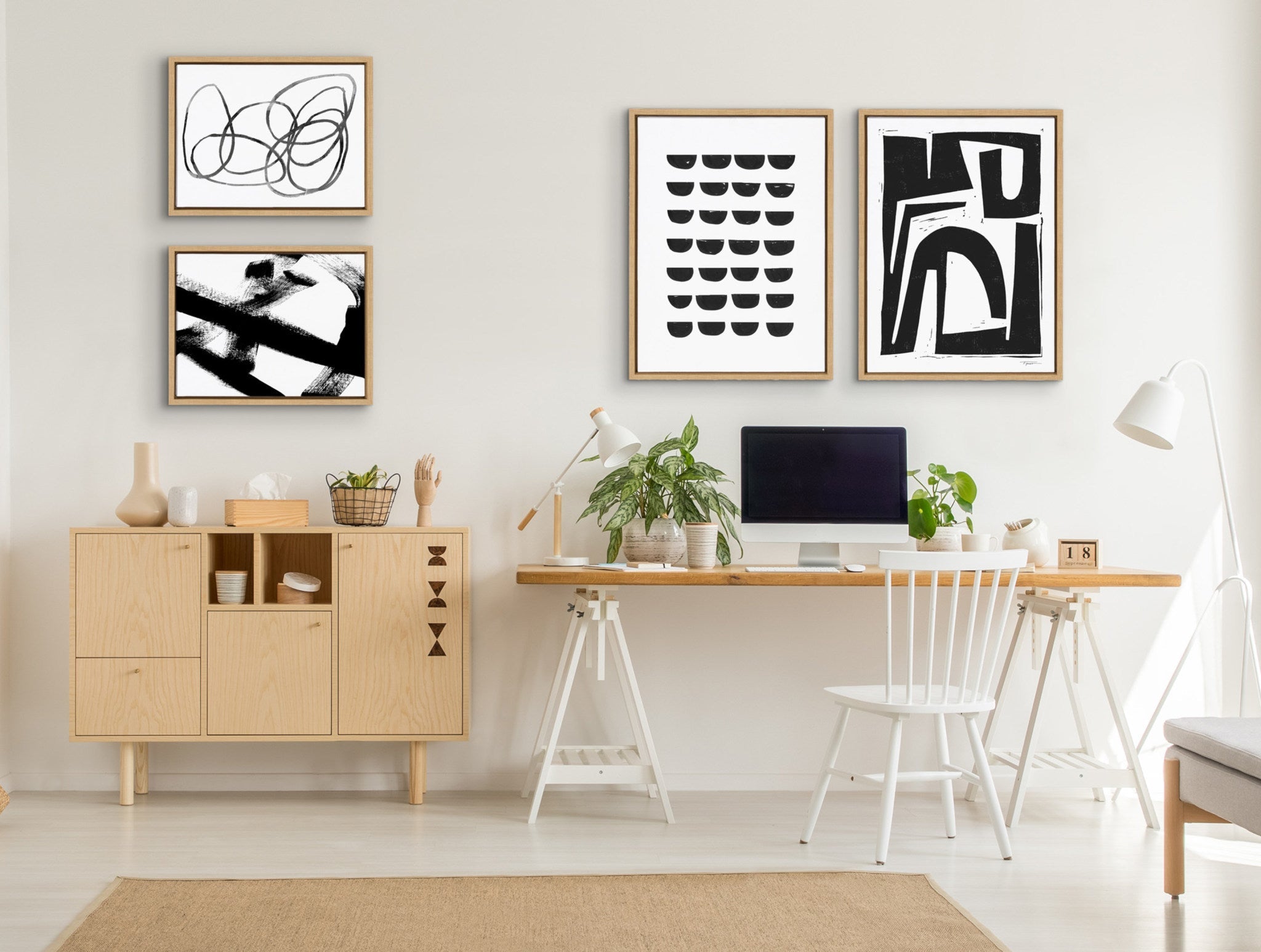 Sylvie Modern Abstract Framed Canvas Set by kateandlaurel - product image 6 for Resin Society