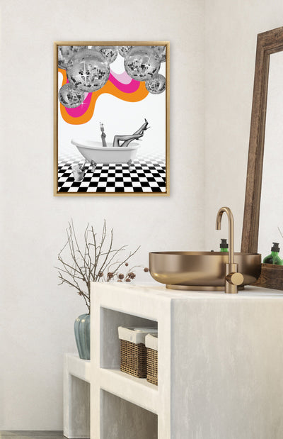 Sylvie Disco Bathtub Framed Canvas by Honey Island Studio