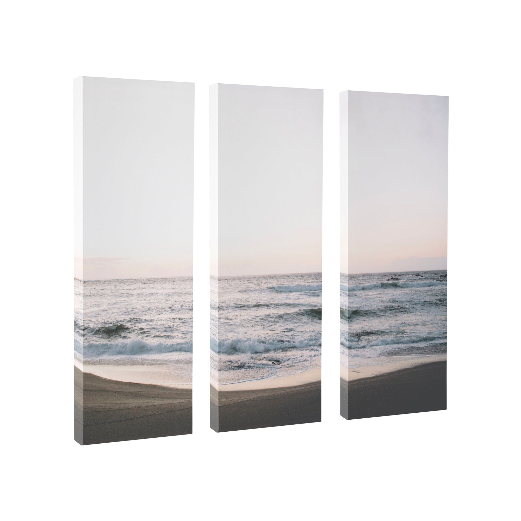 Three-panel California Dreaming multicolor canvas wall art by Patricia Hasz displayed on a living room wall