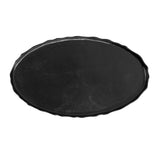 Oval black plate with irregular wavy edges and a matte finish, shown from above on a white background.