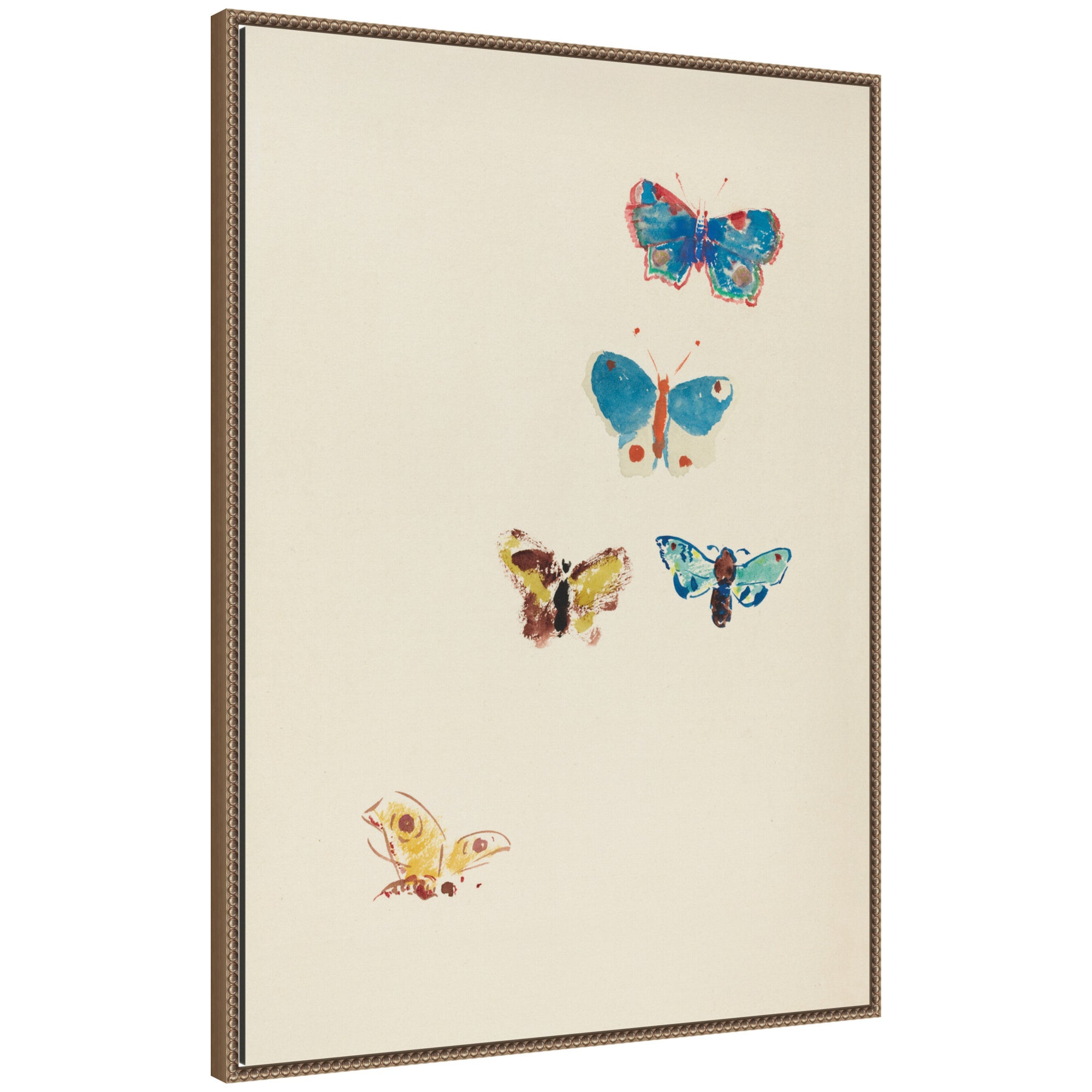 Five Butterflies 1912 Odilion Redon by Nostalgia Prints Framed Canvas Wall Art Print