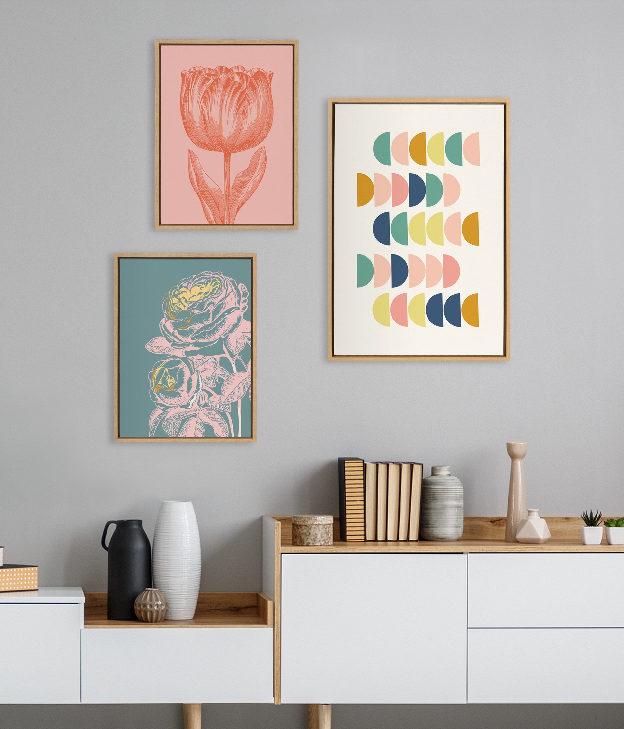 Sylvie Simple Shapes in Soft Colors Framed Canvas by kateandlaurel - product image 11 for Resin Society