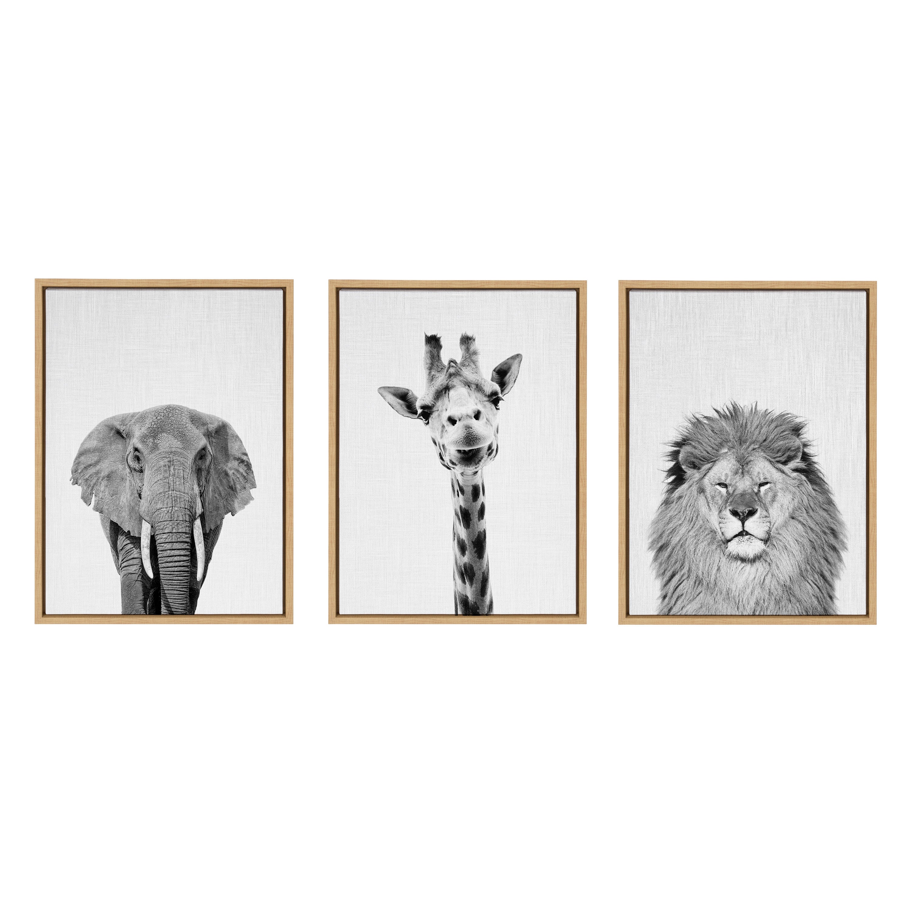 Sylvie Elephant Giraffe and Lion Framed Canvas by kateandlaurel - product image 15 for Resin Society