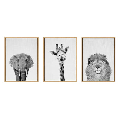 Sylvie Elephant Giraffe and Lion Framed Canvas by kateandlaurel - product image 15 for Resin Society