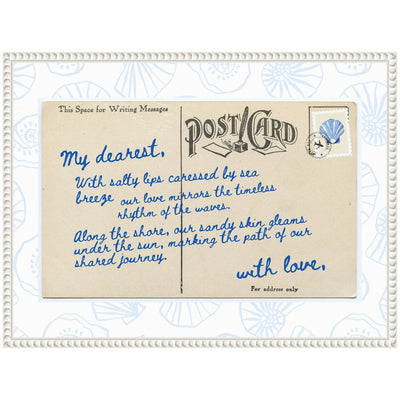 Sylvie Beach Love Letter Blue Framed Canvas by Honey Island Studio